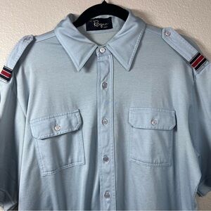 VINTAGE The Rogue Shirt Light Blue Men‎ XL Short Sleeve Cotton Blend Military